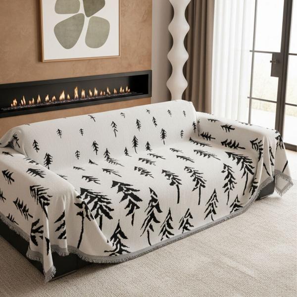 Pet Couch Cover Pine Trees White