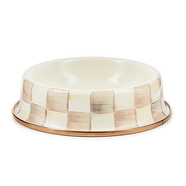 Mocha Check Small Pet Dish
