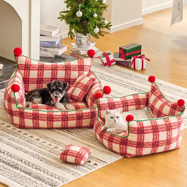 Fashion Plaid Thickened Plush Sofa Bed