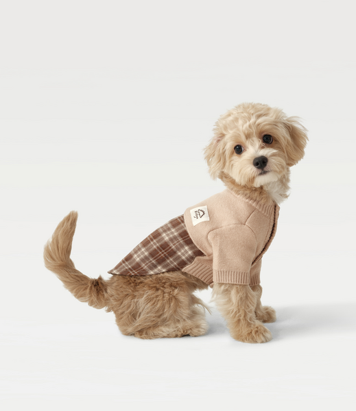 Plaid Patchwork Knit Cardigan