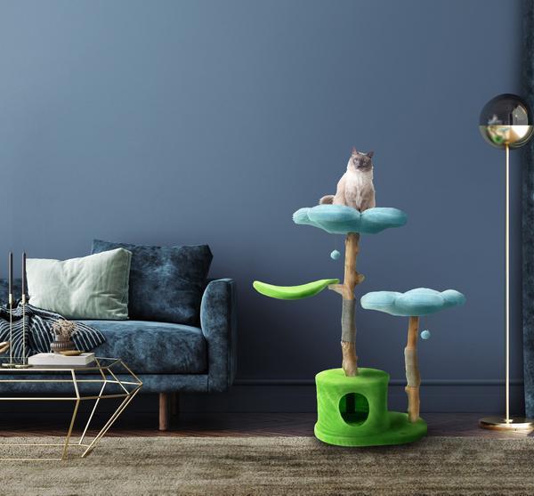 Hydrangea Blue Floral Cat Tree