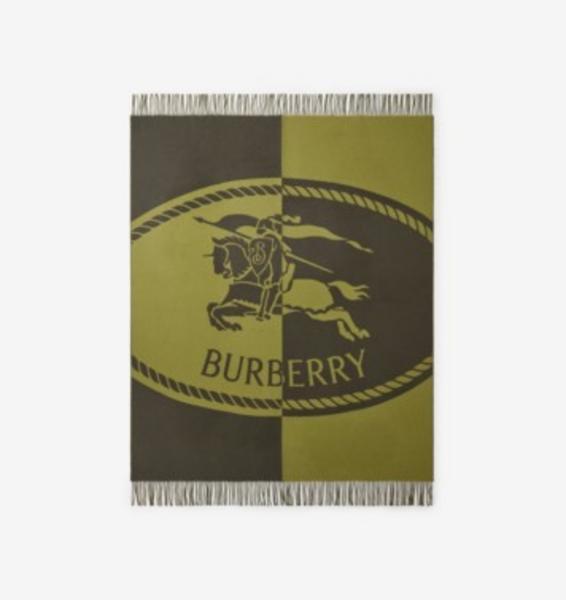 Knight Stamp Wool Blanket In Estate Green