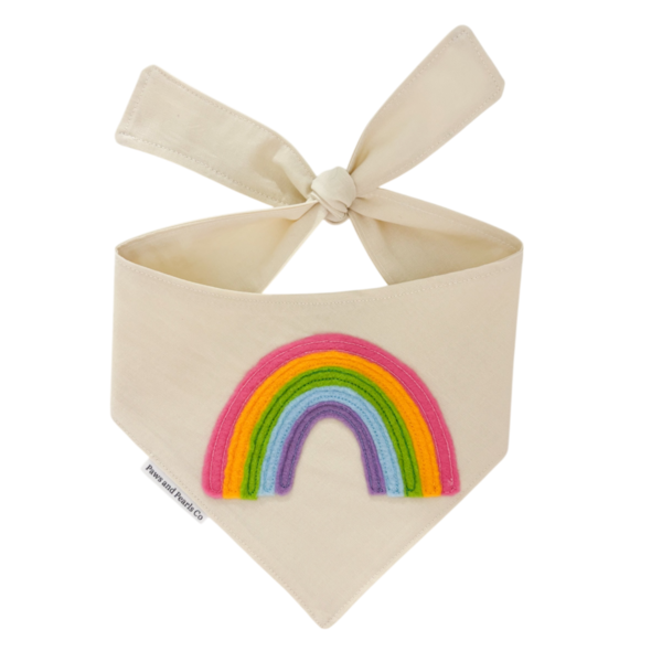 Tie On Bandana With Rainbow Embroidery Appliqué Design