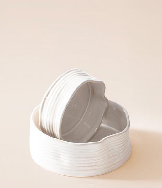 Ribbed White Stoneware Bowl