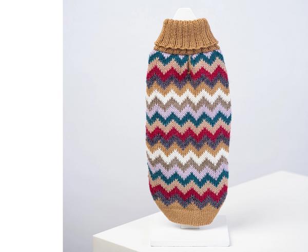 Camel Chevron Knit Alpaca Sweater