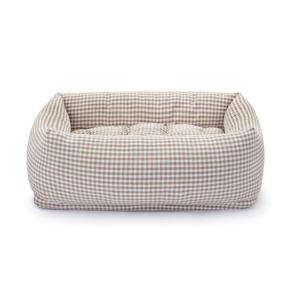 Mushroom Brown Gingham Bolster Bed
