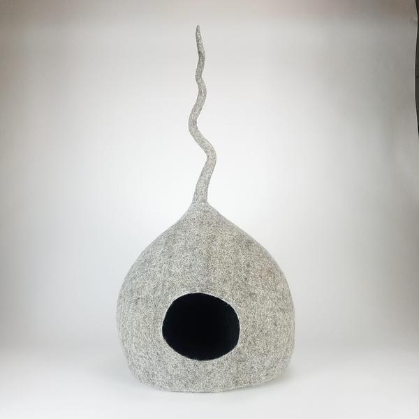 Gray Tall Tail Cave Pet Bed
