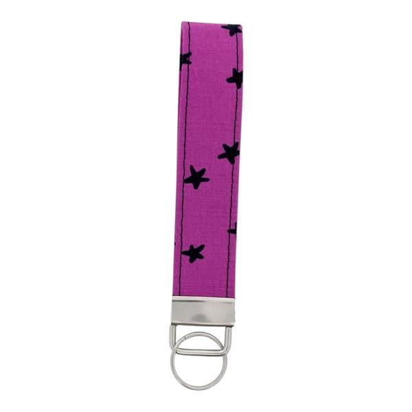 Purple With Black Stars Keyfob Wristlet