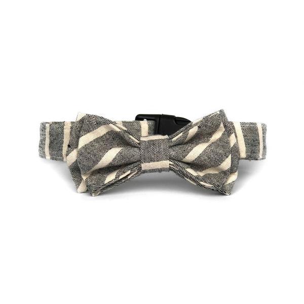 Grey Stripe Adjustable Bow Tie Collar