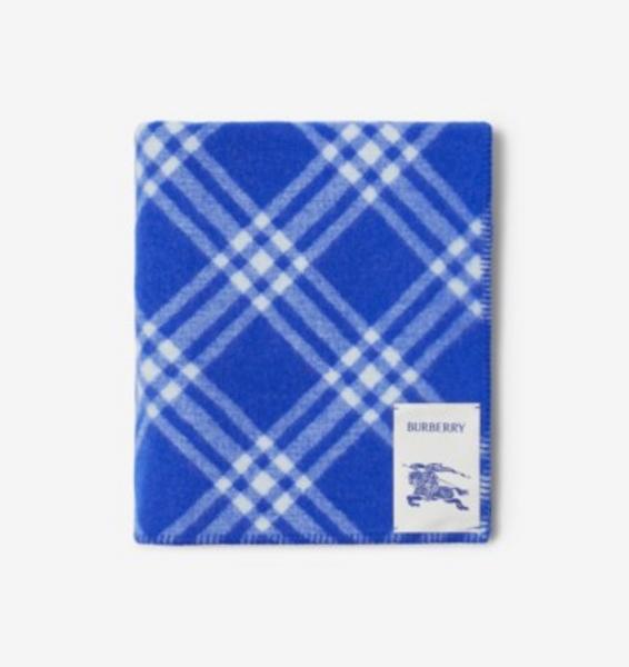 Check Wool Blanket With Equestrian Design
