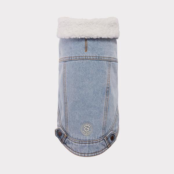 Elasto-Fit Light Wash Denim Jacket with Sherpa Collar