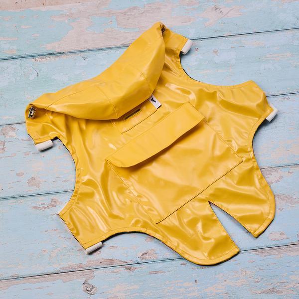 Hooded Lined Raincoat with Tail Split and Pocket