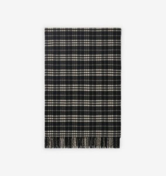 Check Wool Cashmere Blanket Black Calico