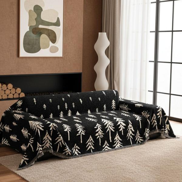 Pet Couch Cover Pine Trees Black