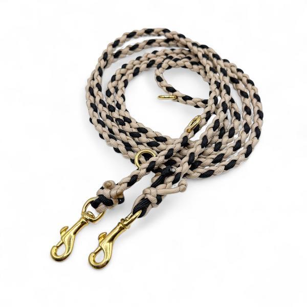 Braided Paracord Lead Beige Black