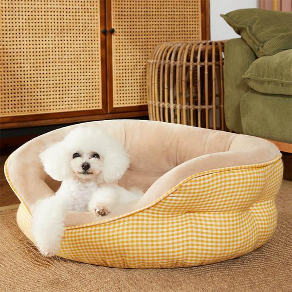Extra Heightened Warm Surround Plaid Pet Bed