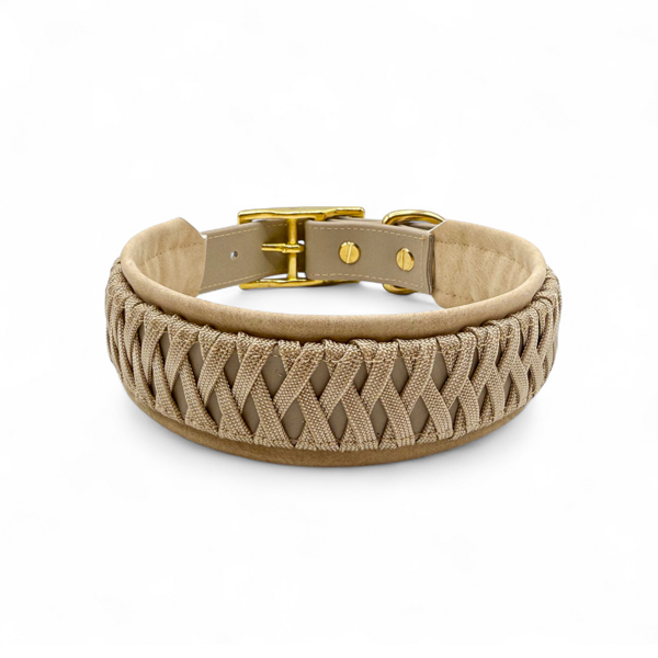 Taupe Biothane Collar with Paracord Braiding