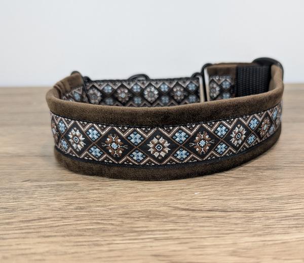 Brown Velvet Lined Martingale Half-Check Collar