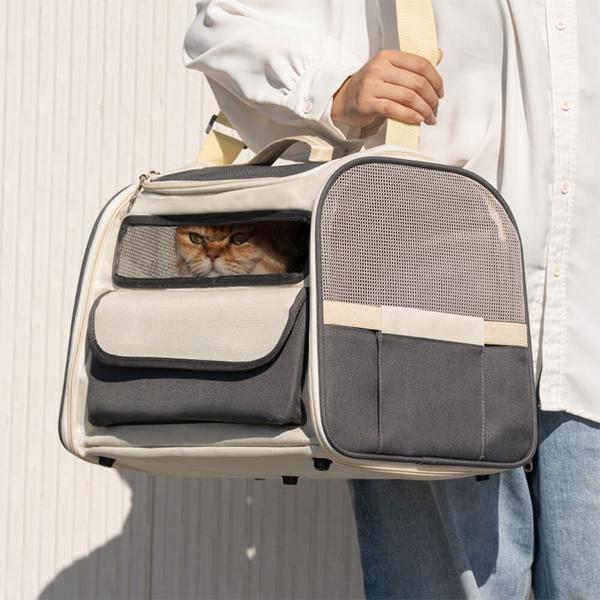 Colorblock Multi-Pocket Crossbody Handbag Pet Carrier Bag