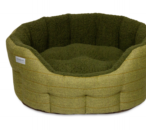 Round Modern Tweed Bed Green