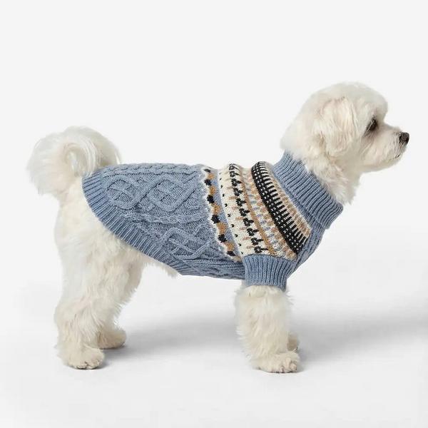 Fair Isle Pattern Knitted Linen Sweater with Classic Collar