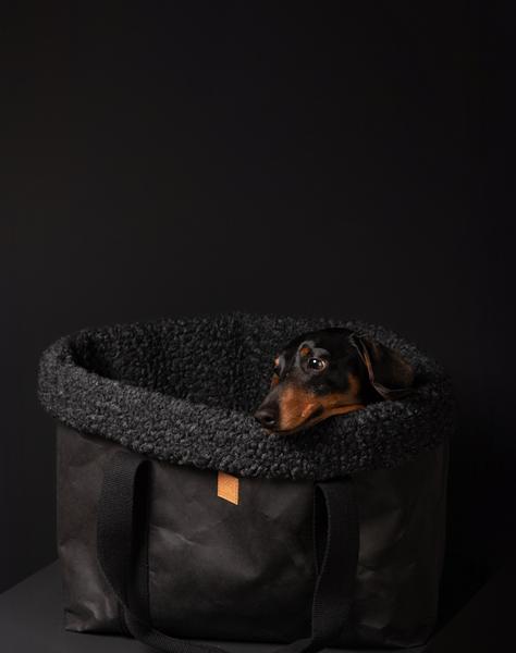 Charcoal Bag With Bouclé Wool Interior