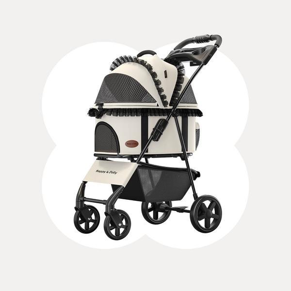 Foldable Small Pet Stroller with Detachable Carrier