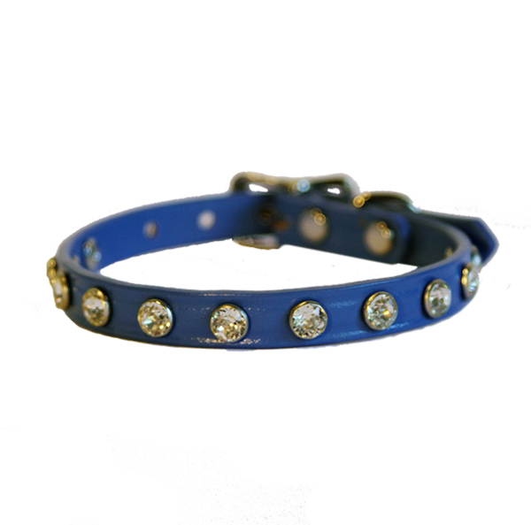 Leather Collar With Genuine Crystals
