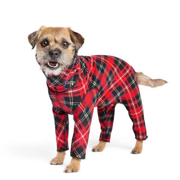 Stretch Fleece Onesie Suit Red Plaid
