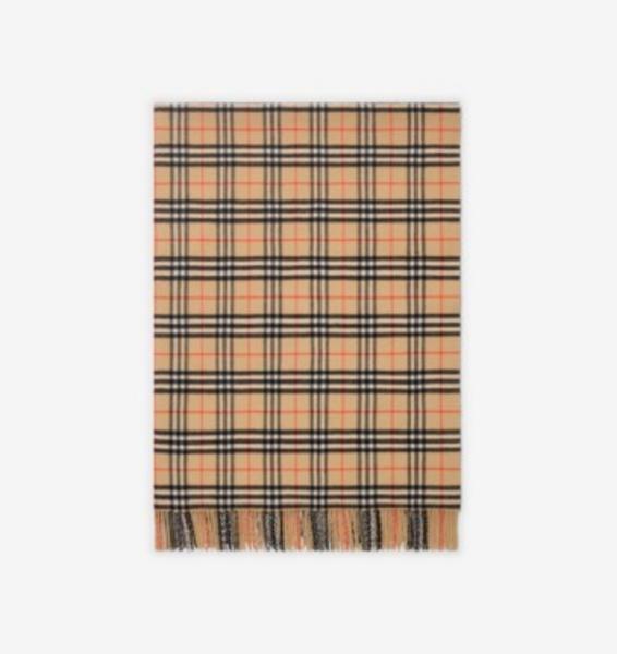 Check Wool Cashmere Blanket Sand