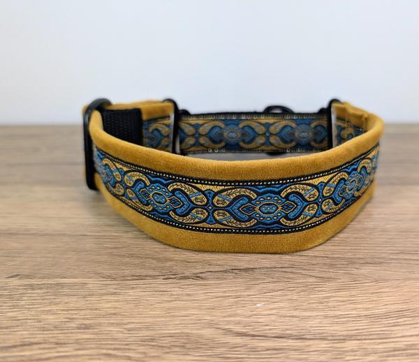 Gold Velvet Lined Martingale Half-Check Collar