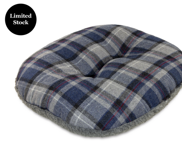 Round Traditional Tweed Bed Inner Cushion Grey Check