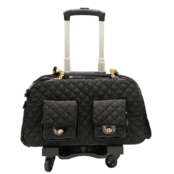Quilted Pet Carrier with Gold Chain Handles