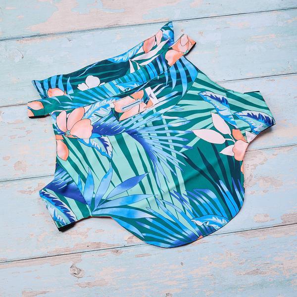 Tropical Floral Print Shirt with Harness Slot