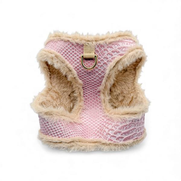 Soft Harness Kroko Pink With Faux Fur