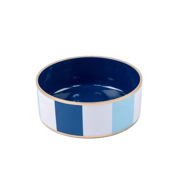 Enameled Ceramic Pet Bowl Blue And White