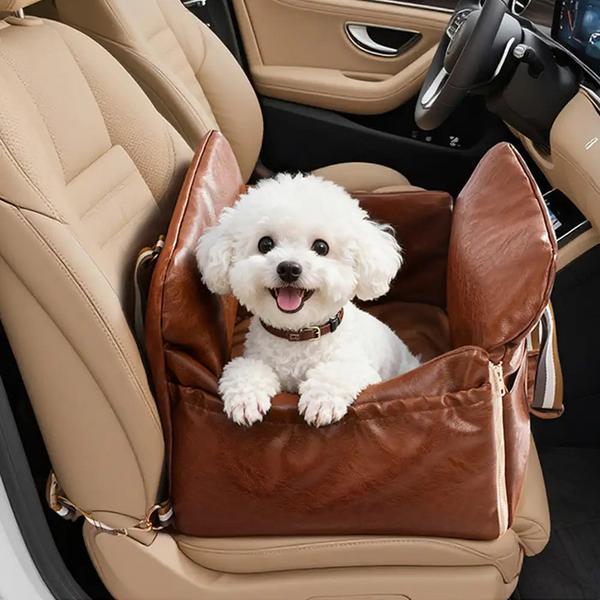 Deluxe Faux Leather Safety Center Console Pet Car Seat And Carrier