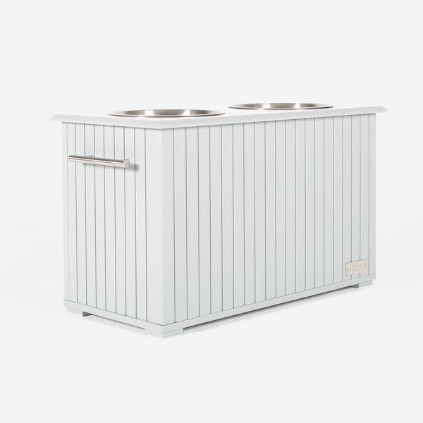 Wooden Pet Feeder In Grey