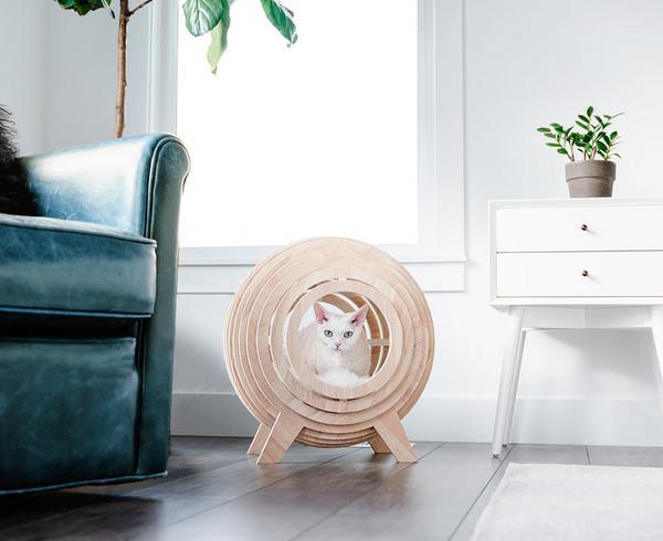 Modern Wooden Cat Bed Sphere