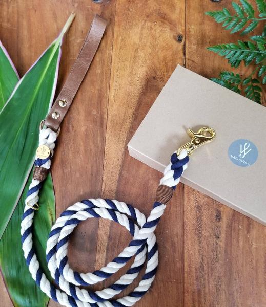 Luxury modern leather and rope leash