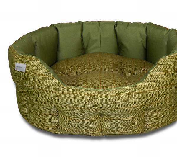 Round Modern Tweed Waterproof Bed Green