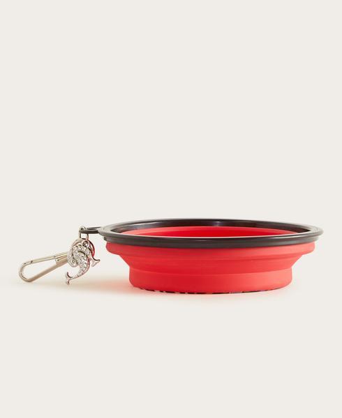 Travel Collapsible Dog Bowl with Marmo Print and Carabiner Clip