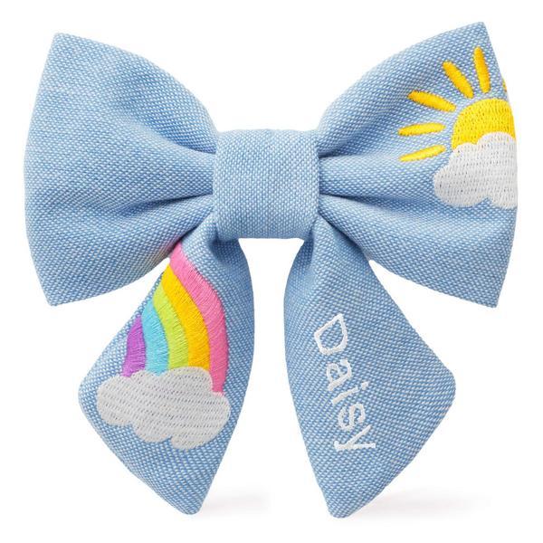 Sunshine And Rainbows Embroidered Bow