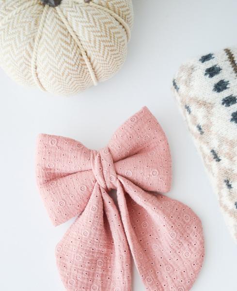 Pink Eyelet Sailor Bow & Bow Tie