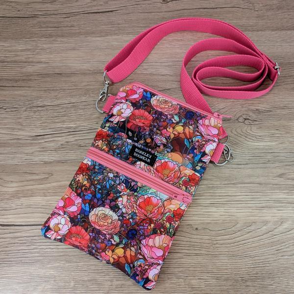 Pink Floral Walking Cross Body Bag