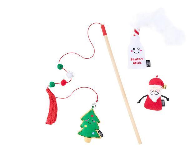 Holiday ZippyStick Santa With Cookies And Milk Wand Toy
