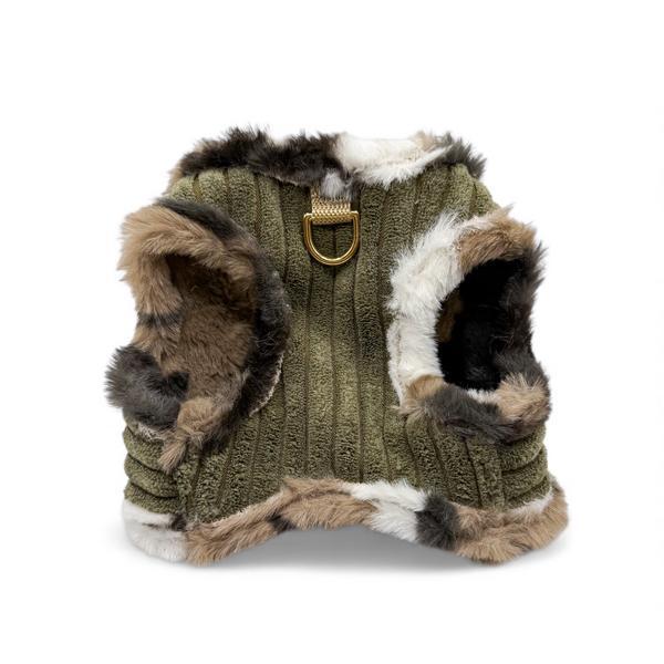 Soft Harness Cord Green Camouflage Fur Size S