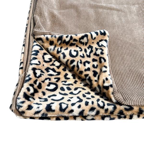 Cord Taupe Leo Patterned Blanket