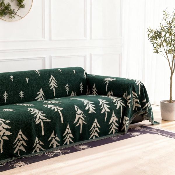Couch Cover With Pine Trees Green Pattern