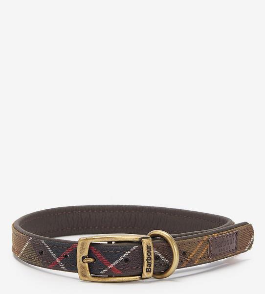 Adjustable Collar with Cotton Tartan Outer and Real Leather Lining